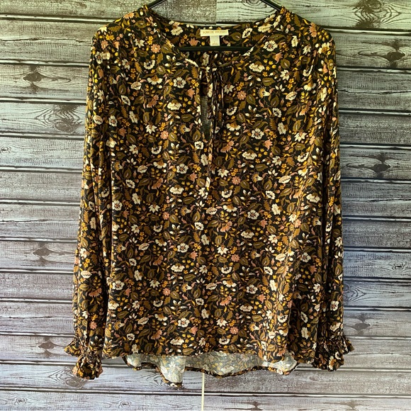 Knox Rose Tops - Knox Rose Women's‎ Floral Long-Sleeved Blouse Size L